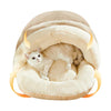 Soft Kitten Bed Slipper Shape Semi-Enclosed Cat Bed Fleece Lining And Corduroy Pet Bed Cozy Comfort Medium Cat Bed For Rabbit