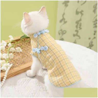 Cat Costumes Clothing Summer Thin Pet Kitten Cloth Doll Skirt Cheongsam Anti Shedding Vest Qinsiqi Drop Delivery Home Garden