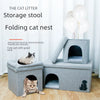 Semi-closed cat's nest folding linen cotton linen leather storage box pet multi-functional storage box four seasons Universal Kennel