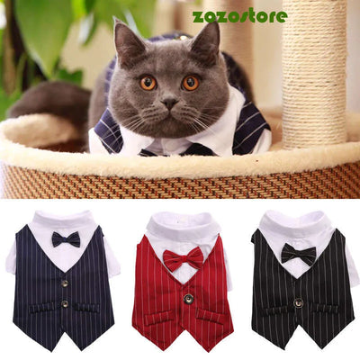 Handsome Cat Dog Party Suit Clothing Solid Fashion Pet Jacket For Cats Small Dogs Wedding Birthday Partying Clothes Costume Eb9