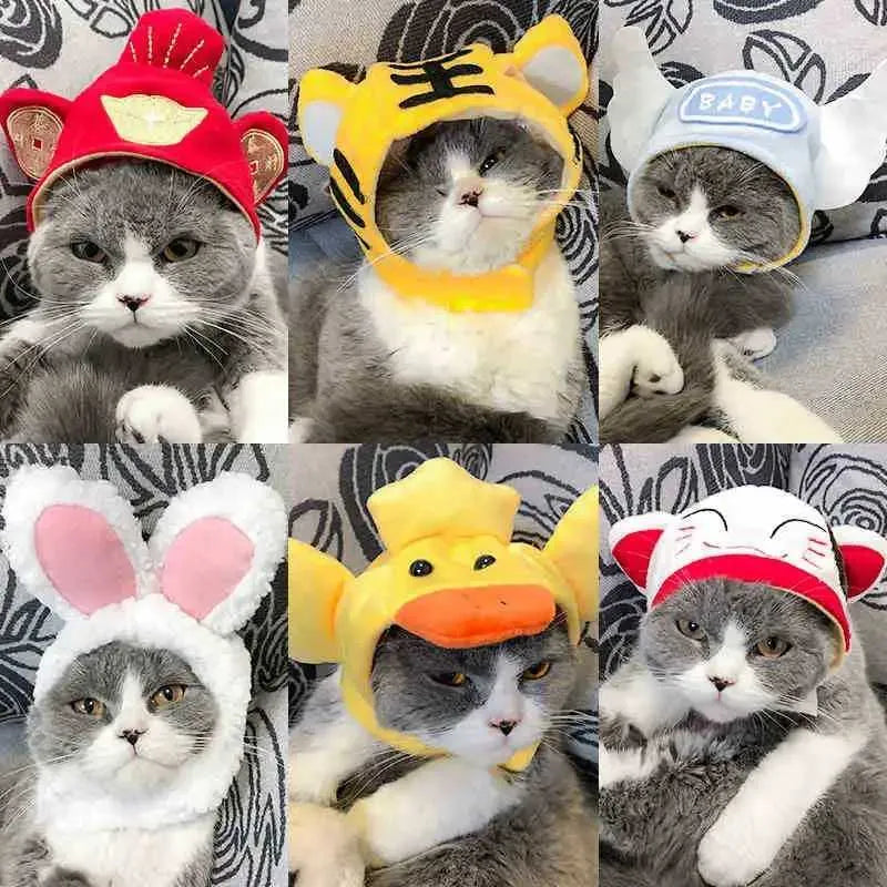 Cute pet hat fun cat hat pet wig rabbit animal head equipment costume party Christmas role-playing costume pet accessories