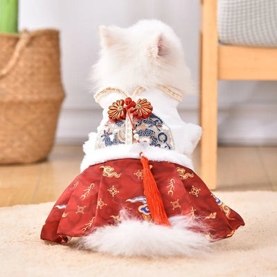 New winter warm princess style Tang costume for cats and dogs, suitable for autumn and winter celebration, warm and exquisite horse